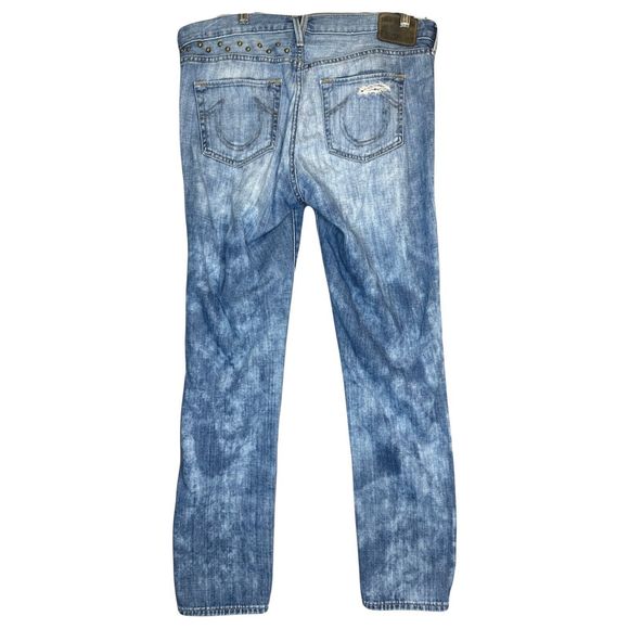 True Religion Cameron‎ Slim Boyfriend Patch Jeans Womens 29 Studded Distressed - Picture 3 of 16